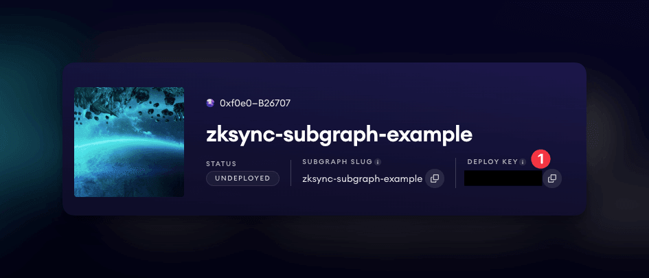 Copy deploy key from The Graph studio